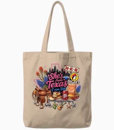 She's from Texas I Can Tell State Pride Girls Women Tote Bags - Natural