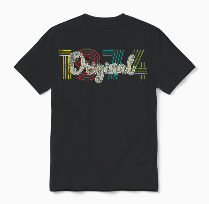 1974 Vintage 50th Birthday Unisex T-Shirt in Black