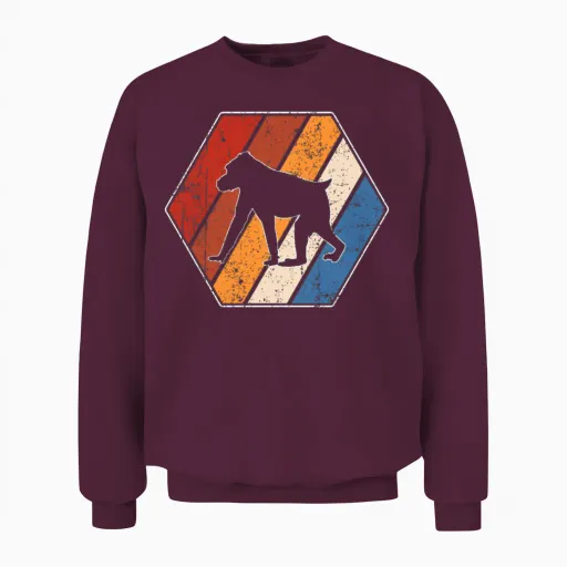 Monkey Retro Unisex Sweatshirt - Maroon
