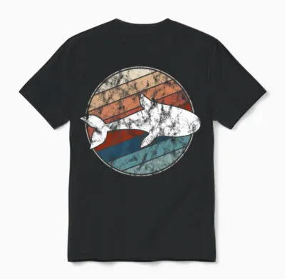 Whale in Retro Style Unisex T-Shirt - Black