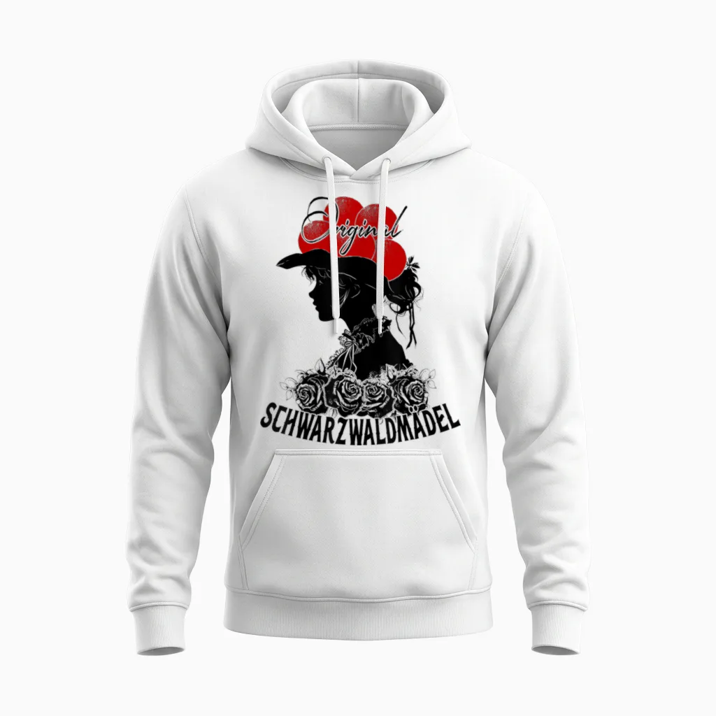 Original Black Forest Girl Roses Black Forest Bollenhut Costume T-Shirt, Gray Unisex Hoodie in White