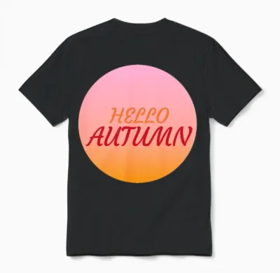Hello Autumn Colorful Design Unisex T-Shirt - Black