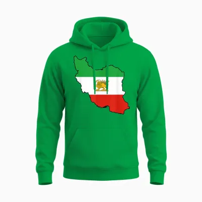 Iran Flag Lion and Sun Persian T-Shirt, Black Unisex Hoodie - Irish Green