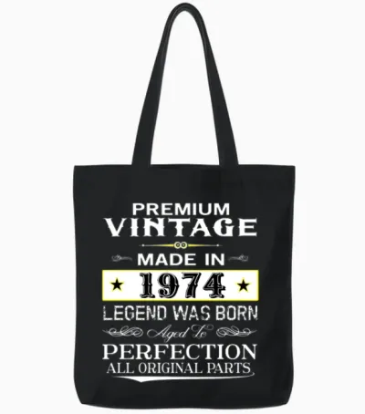 Premium Vintage 1974 Tote Bags - Black
