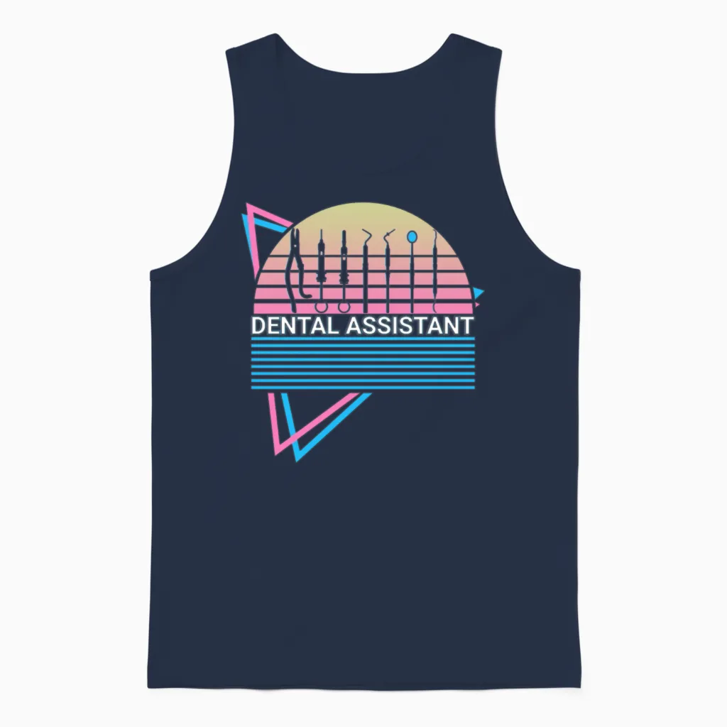 Dental Assistant Retro Unisex Tank Top in Navy