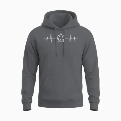 Heart Beat Trek Star Logo Enterprise Discovery Uss Unisex Hoodie - Charcoal