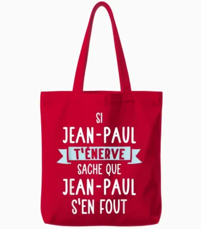 Men's Gift Humour Personalised Name Jean-Paul T-Shirt, Black, S Tote Bags - Red