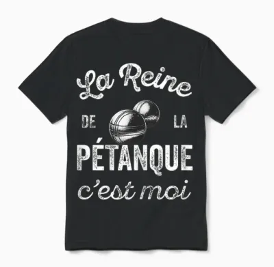Humour Petanque Gift for Women Queen of Pétanque T-Shirt, Black Unisex T-Shirt - Black