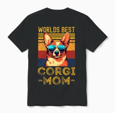 Corgi with Sunglasses Retro Unisex T-Shirt - Black