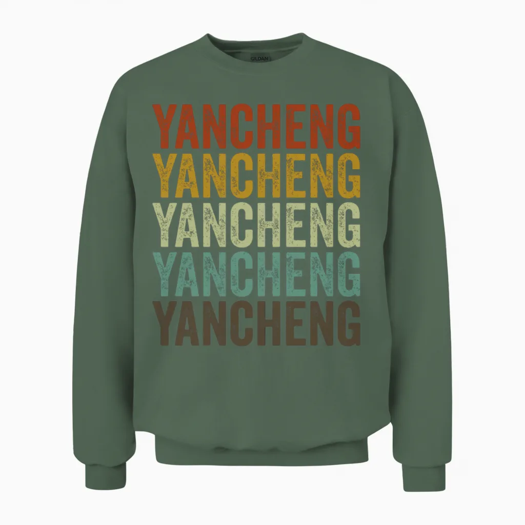 Yancheng China Retro Vintage Unisex Sweatshirt - Military Green