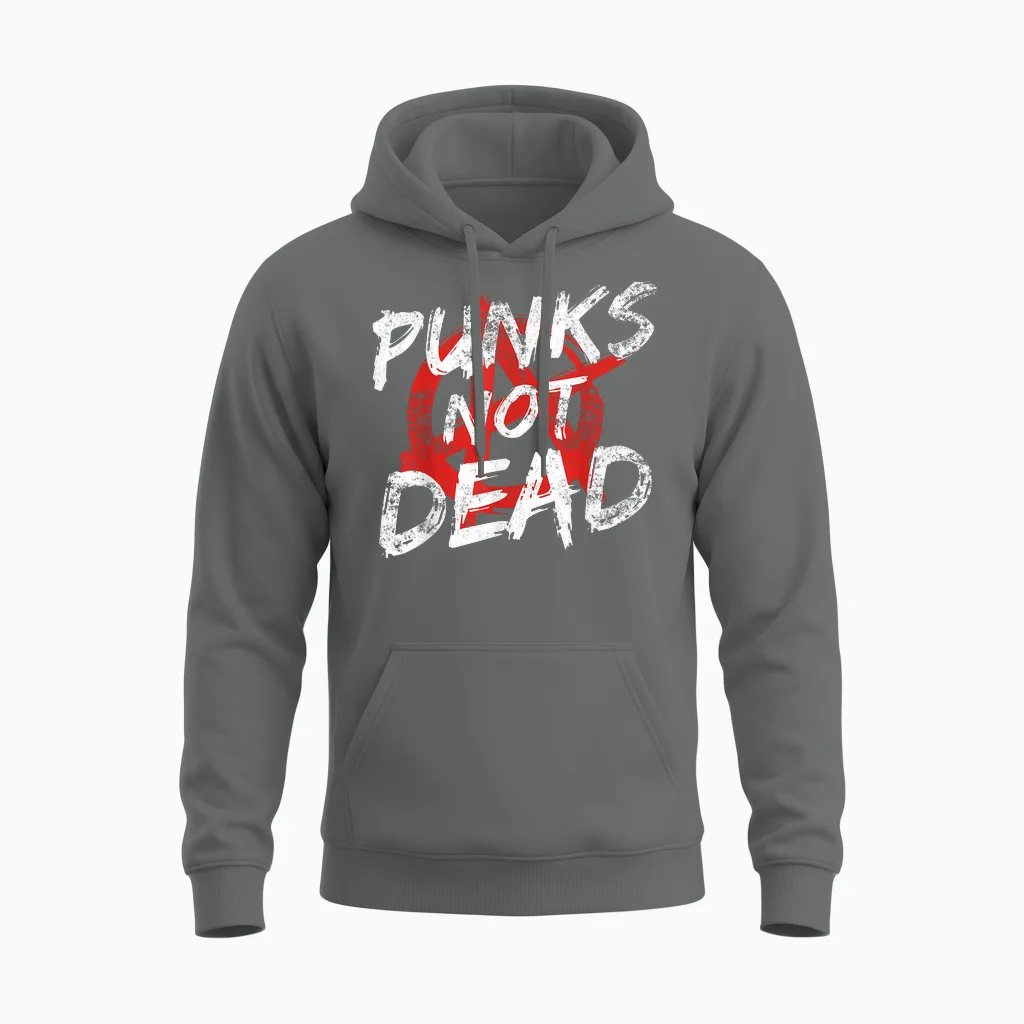 Punk Rock Pogo Anarchy Outfit for Punks + Punk Rocker Punk T-Shirt, Black Unisex Hoodie in Graphite Heather