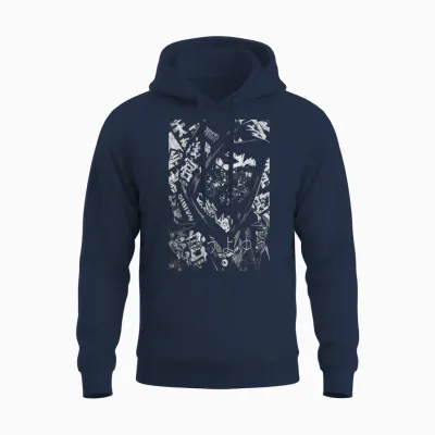 Japon Streetwear Cyberpunk Y2k Techwear Rétro Manga Anime Unisex Hoodie - Navy