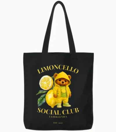Limoncello Social Club La Dolce Vita Tote Bags - Black