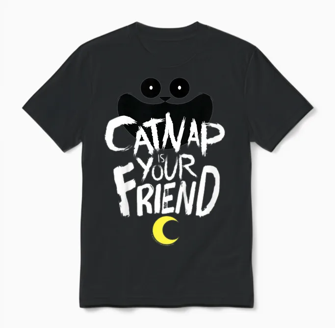 Child Poppy Playtime Catnap Is Your Friend For Unisex T-Shirt in Black