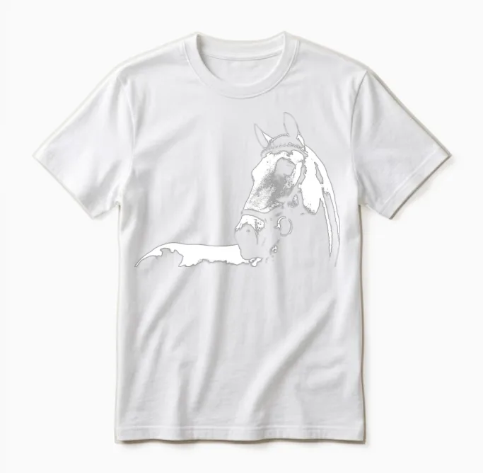 Horse Silhouette Horse Illustration Unisex T-Shirt in White