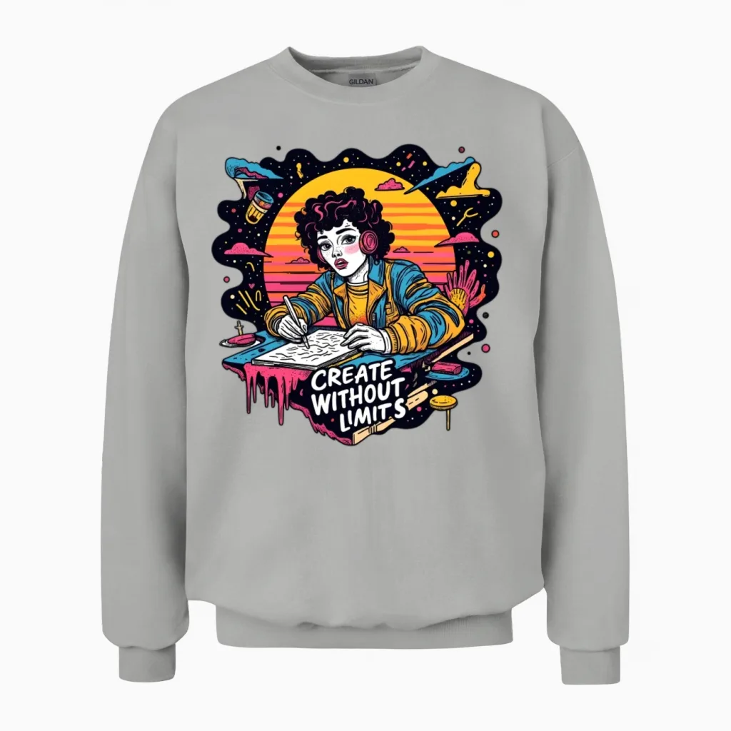 Creative Whit Out Limits, Creative Freedom Unisex Sweatshirt in Ash