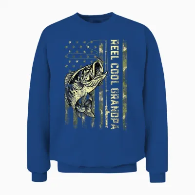 Reel Cool Grandpa Fisherman Camouflage Father's Day Unisex Sweatshirt - Royal