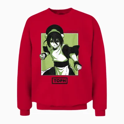 Avatar the Last Airbender Toph Beifong Earthbending Master T-Shirt, Grey, S Unisex Sweatshirt - Red