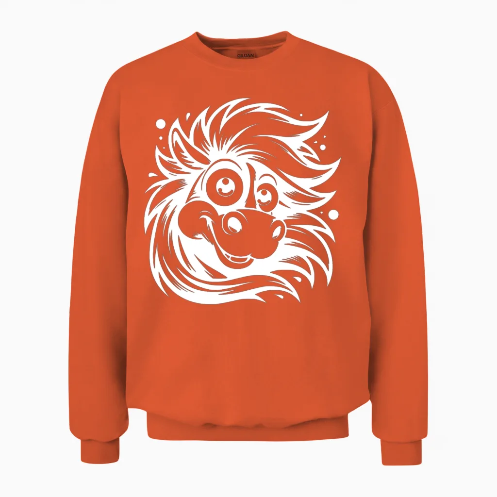 Funny Horse with Funny Eyes Lovers Unisex Sweatshirt in Orange