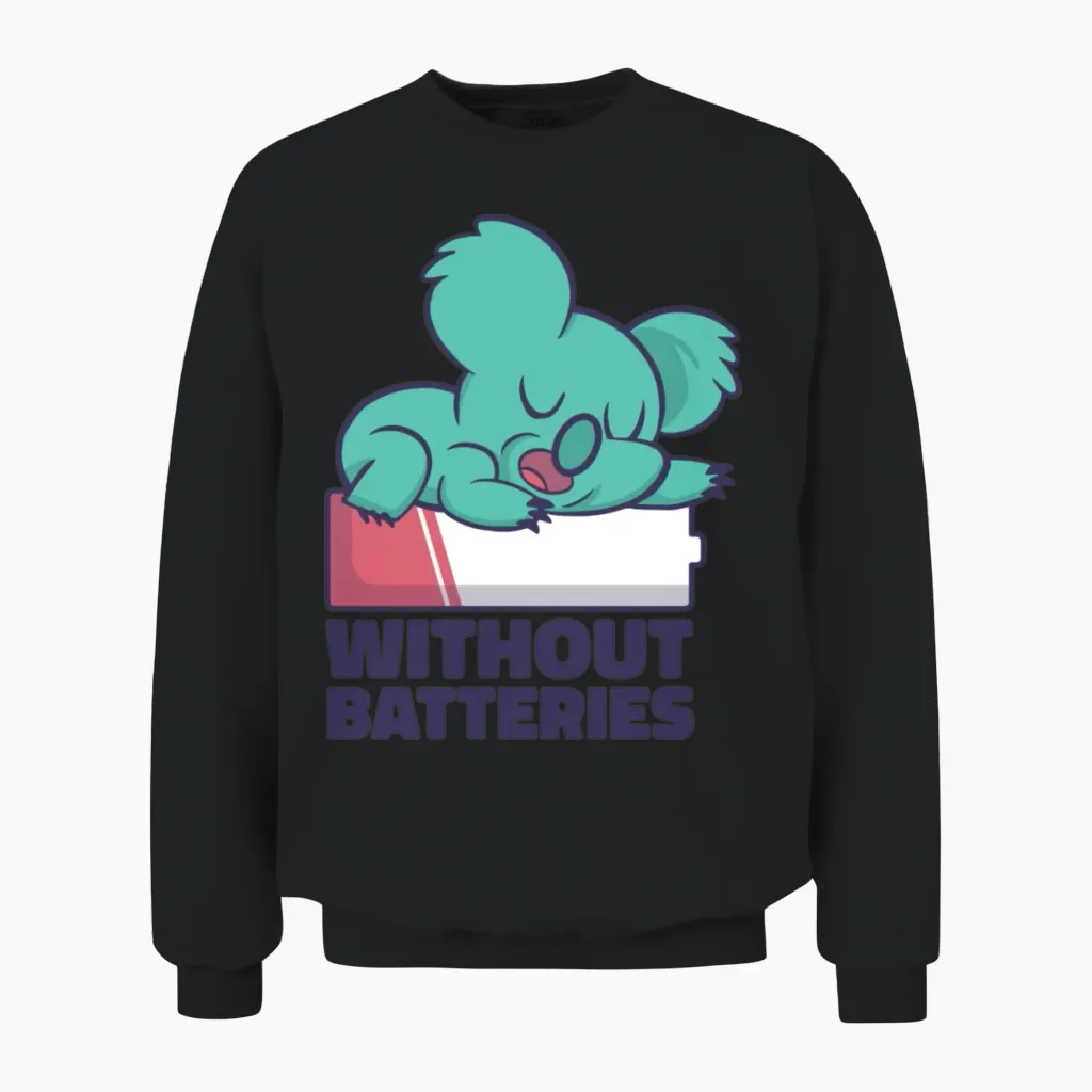 Without Batteries Retro Unisex Sweatshirt in Black