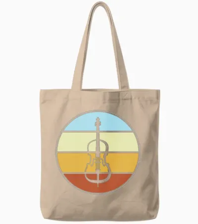 Violin Retro Tote Bags - Natural