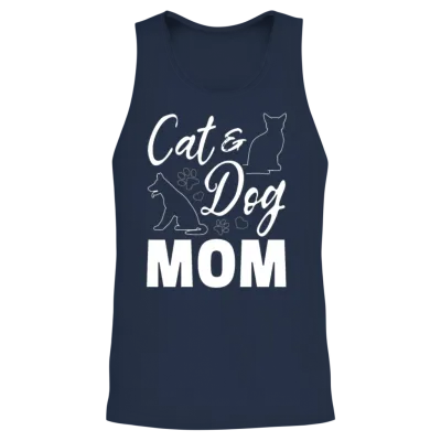 Cat & Dog Mom - Dog Cat Mama Dog Mama Dog Lover Unisex Tank Top - Navy