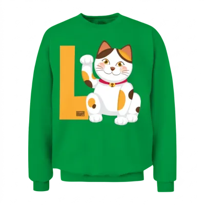 Funny Laugh Lmao Manekineko Chinese Lucky Cat Puns Unisex Sweatshirt - Irish Green