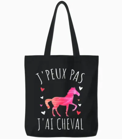 Je Peux Pas J'ai Cheval T-Shirt, Black, S Tote Bags - Black
