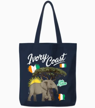 Ivorian Roots Tenue Pour Femme Motif éléphant Et Drapeau De La Côte D'ivoire Tote Bags - Navy