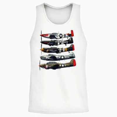 Ww2 Warplanes B-17 P51 Mustang F4u Corsair P40 Warhawk Unisex Tank Top - White