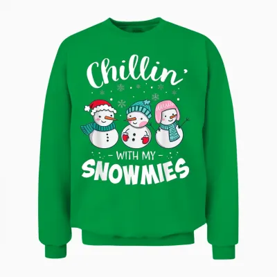 Chillin with My Snowmie Women Christmas Snowman Teacher Snow Unisex Sweatshirt - Irish Green