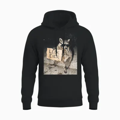 Leck Eier Lustiger Waschbär Mit Frecher Haltung Unisex Hoodie - Black