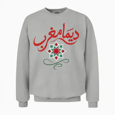 Maroc Lion Patrimoine Zellige Fierté Maghrébine Au Dos Unisex Sweatshirt - Ash