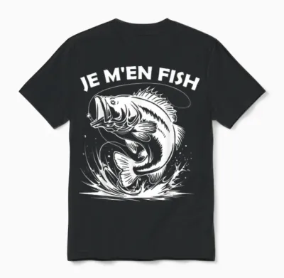 Je M'en Fish Funny Funny Funny Gift for Fishing Lovers T-Shirt, Black, S Unisex T-Shirt - Black