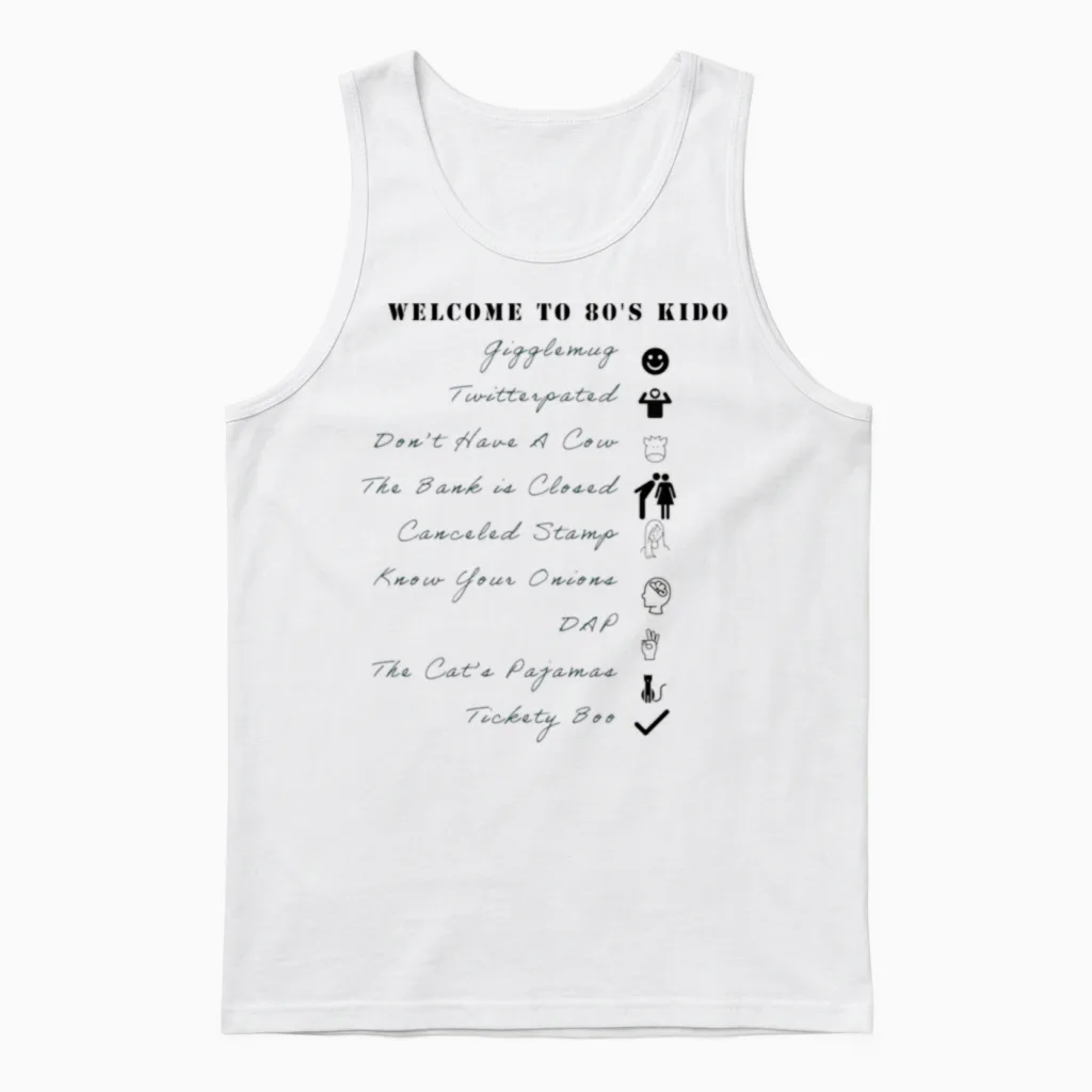 80's Old School Slangs Unisex Tank Top in White