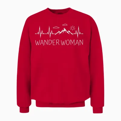 Heartbeat Wandern Wanderwoman Berge Herzschlag Wander Woman Unisex Sweatshirt - Red