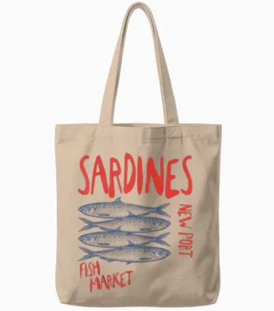 Sardines Fish Retro Vintage Sea Summer Tote Bags - Natural