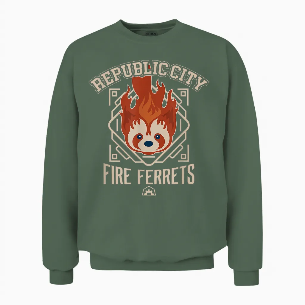 The Legend of Korra Republic City Fire Ferrets Unisex Sweatshirt in Military Green