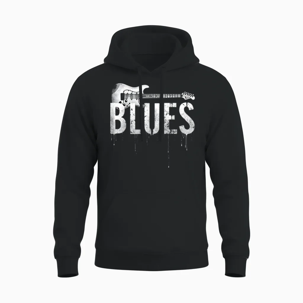 Distressed E-Gitarre Blues Music Unisex Hoodie in Black