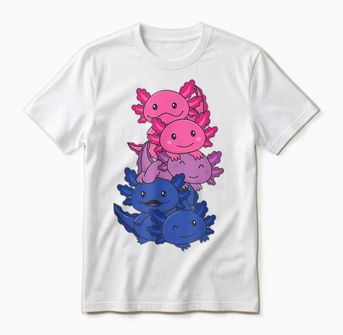 Bisexuell Flagge Pride Monat Lgbtq Bi Axolotl Unisex T-Shirt in White