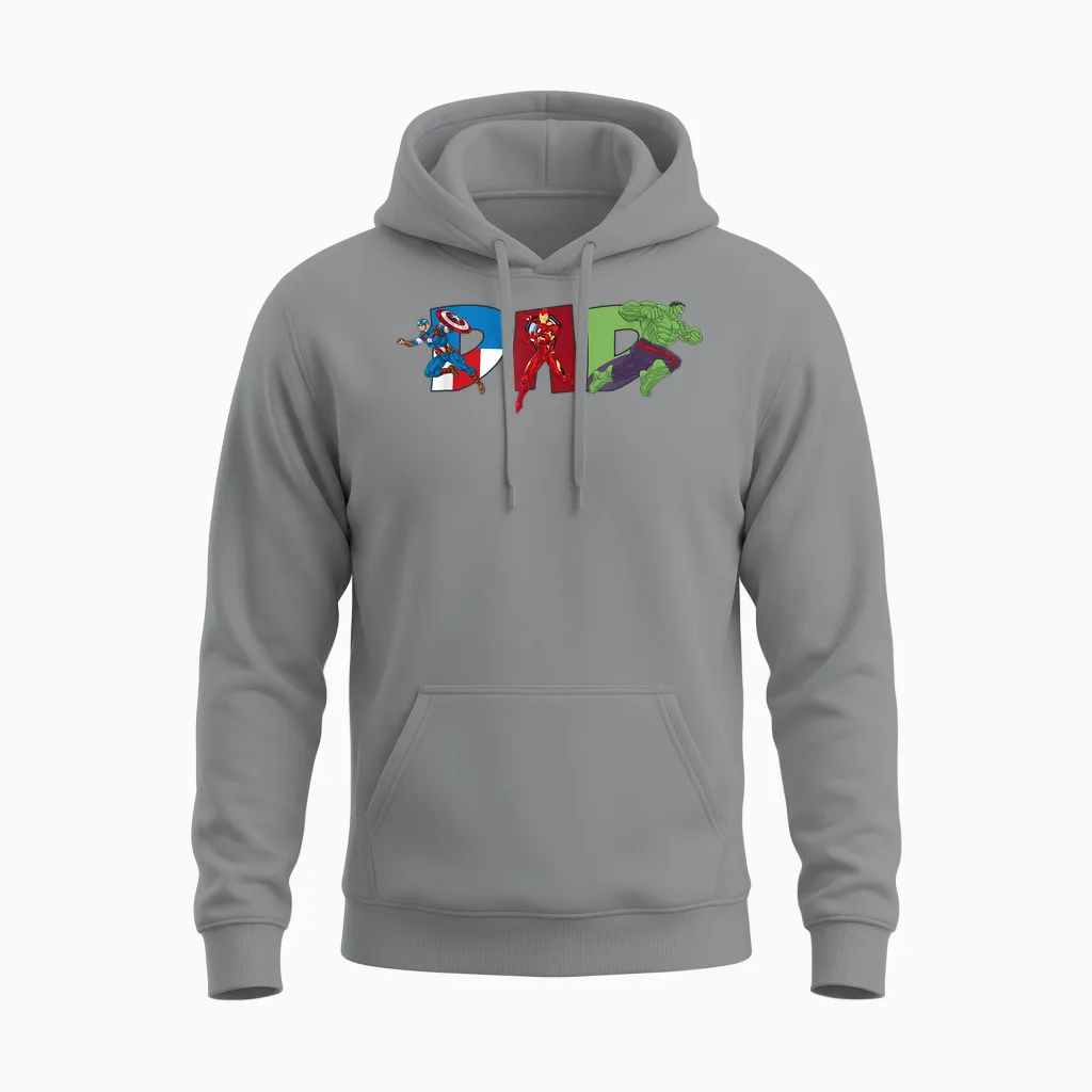 Marvel Avengers Trio Dad Father’s Day Family Trip Birthday Unisex Hoodie in Sport Grey