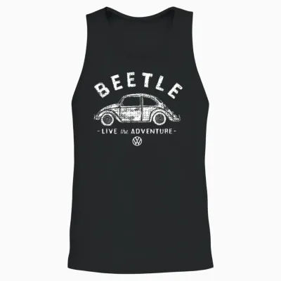 Volkswagen Beetle White Live the Adventure Unisex Tank Top - Black
