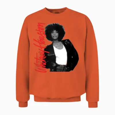Whitney Houston Photo and Pink Nameplate Unisex Sweatshirt - Orange