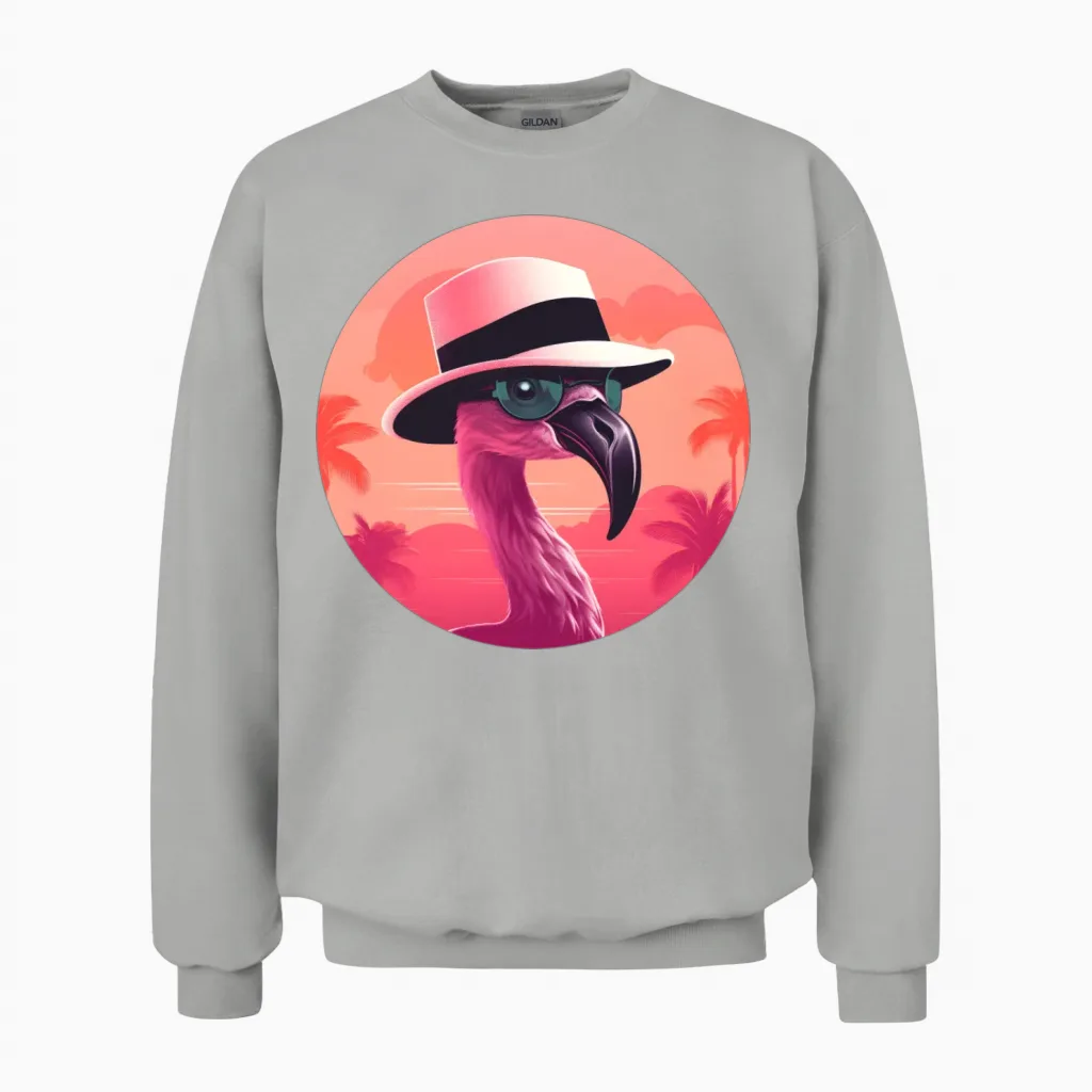 Style Flamingo Lovers Retro Unisex Sweatshirt - Ash