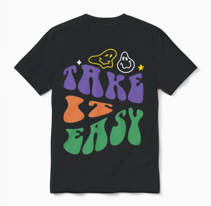 Black Colorful Retro Typography Unisex T-Shirt - Black