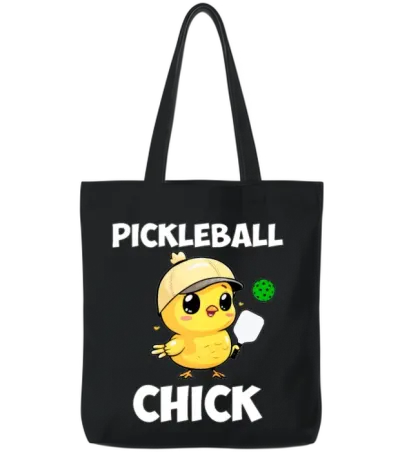 Pickleball Chick, Funny Pickleball Tote Bags - Black