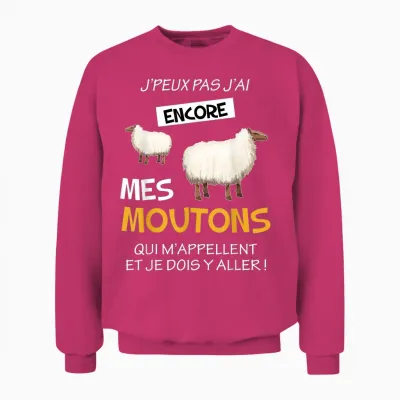 Je Peux Pas J'ai Mes Mes Sheep Breeder Shepherd Humour Excuse Unisex Sweatshirt - Heliconia