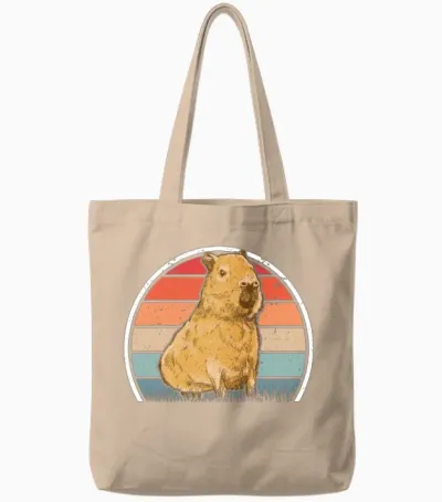 Capybara Retro Vintage Tote Bags - Natural