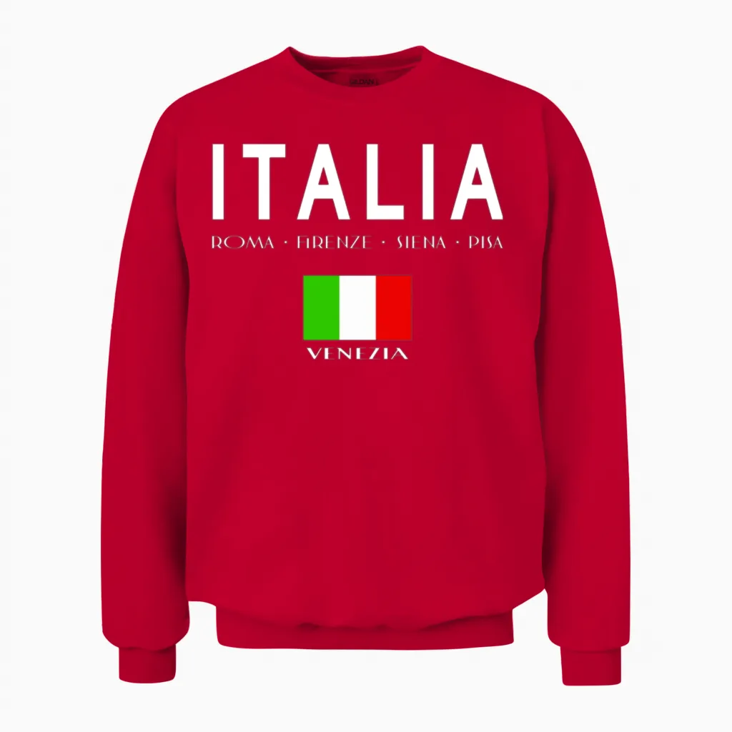 Italia Venezia White Unisex Sweatshirt in Red