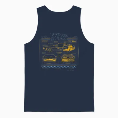 Delorean Schemes for the 35th Anniversary of Back to the Future Unisex Tank Top - Navy